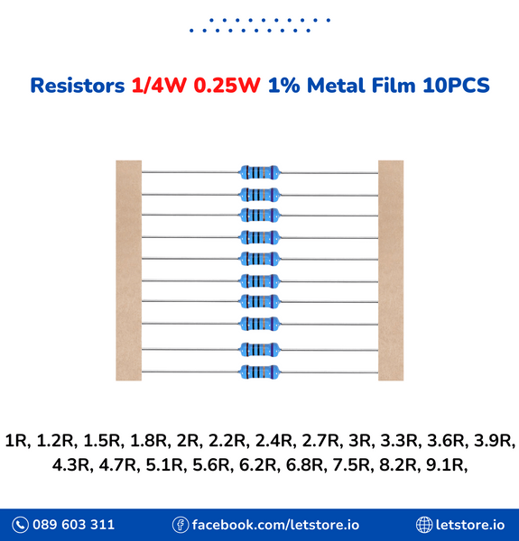 Resistor 1R-9.1R 1/4W 0.25W 1% Metal Film