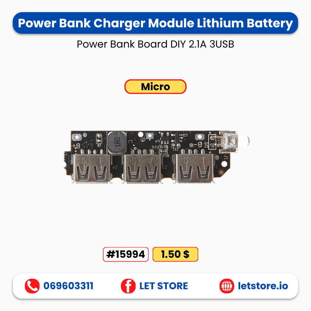 2.1A 3USB Power Bank Module Board