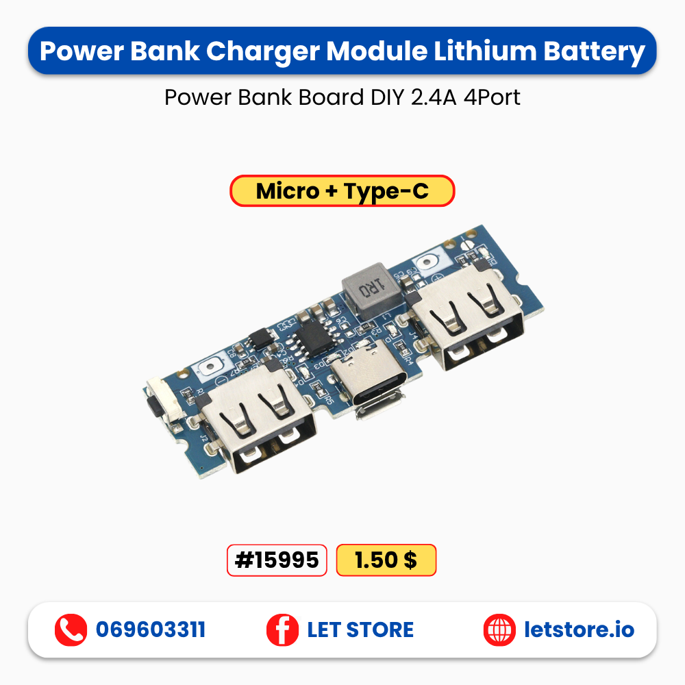 2.4A 4Port Power Bank Module Board