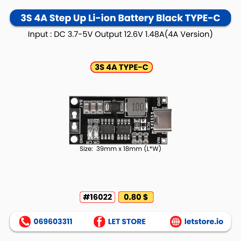 Step Up Li-ion Battery Black