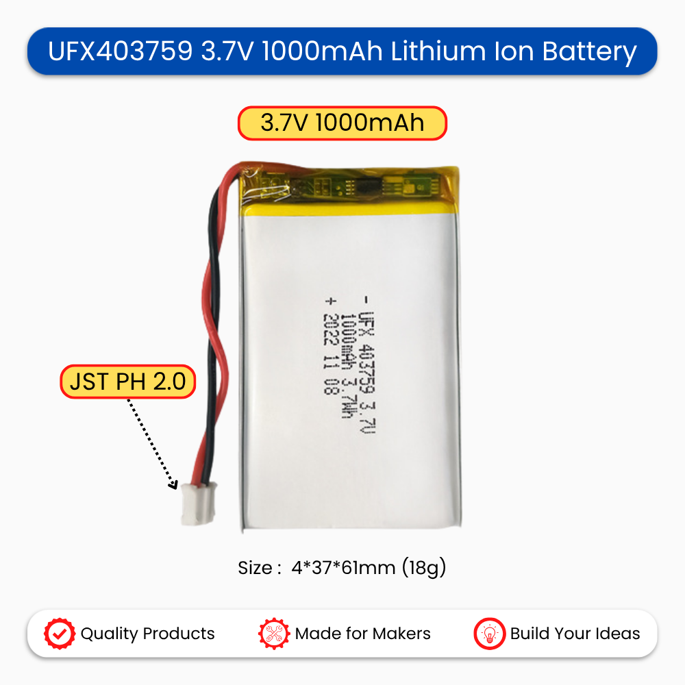 UFX403759 3.7V 1000mAh