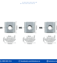 Sliding M4 M5 M6 T-Nut for 20 Series V-Slot/T-Slot Aluminum Extrusion