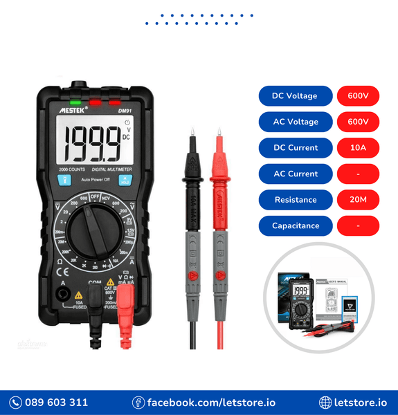 MESTEK DM91 NCV Digital Multimeter 2000 Counts AC/DC Voltage Multimeters Flash Light Large Screen DM91 Multimetro Tester