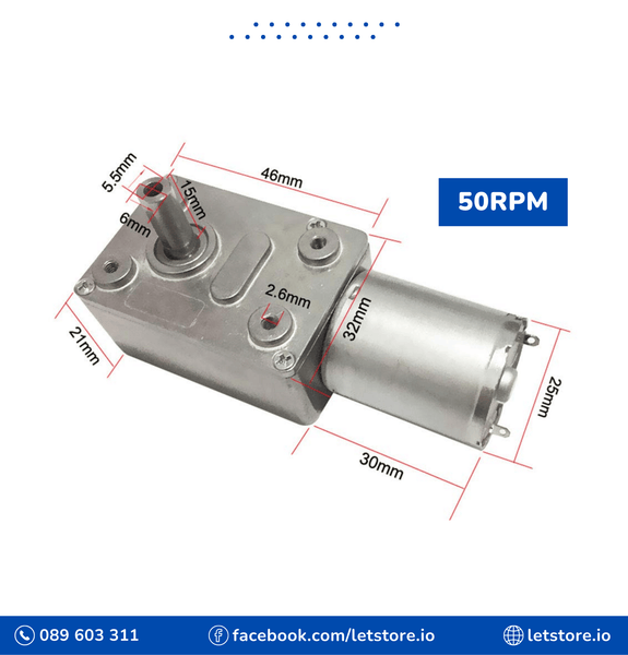 JGY-370 12V DC Worm Gear Motor 12 Volt High Torque