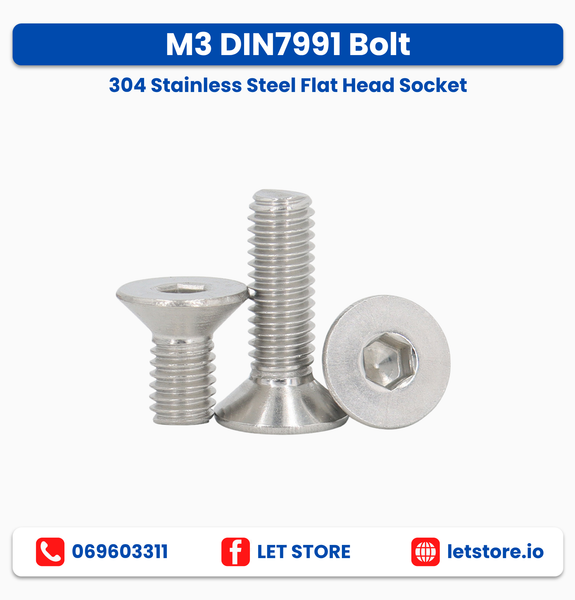 M3 DIN7991 Bolt 304 Stainless Steel