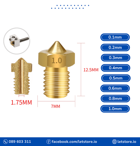 Brass M6 Nozzle E3D Makerbot For 1.75mm V5 V6 J-head 3D Printer Extruder