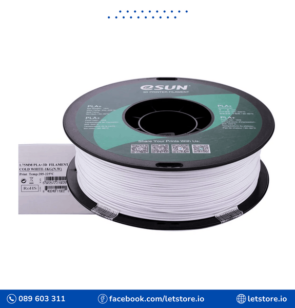 ESUN PLA+ 1.75mm Cold White 1KG 3D Printer Filament