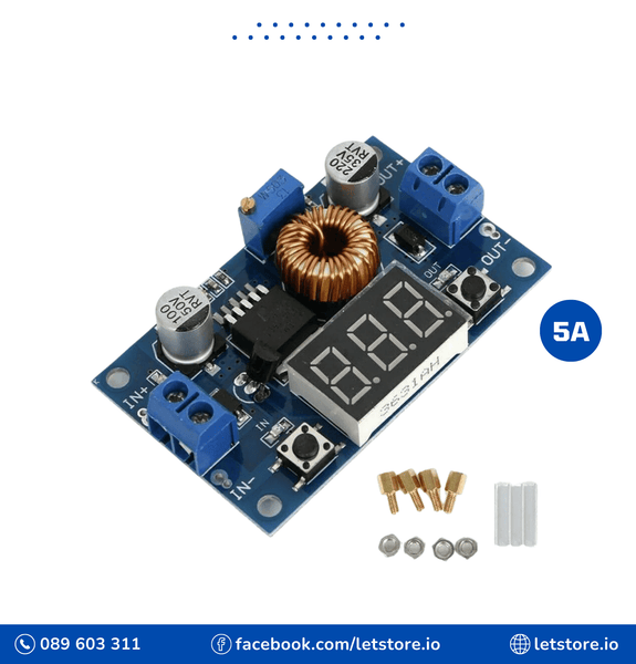 DC-DC Buck XL4015 4V-38VDC To 1.25V-36V 5A 75W 3 Bits Digital Display Voltmeter