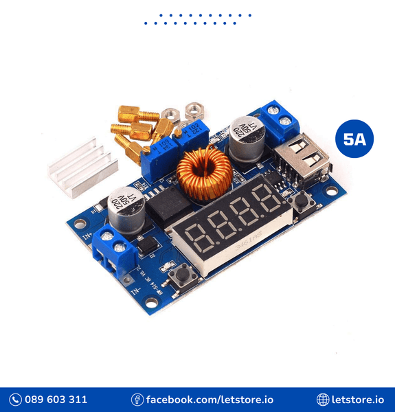 DC-DC Buck XL4015 4V-38VDC To 1.25V-36V 5A 75W 4 Bits Digital Display Voltmeter