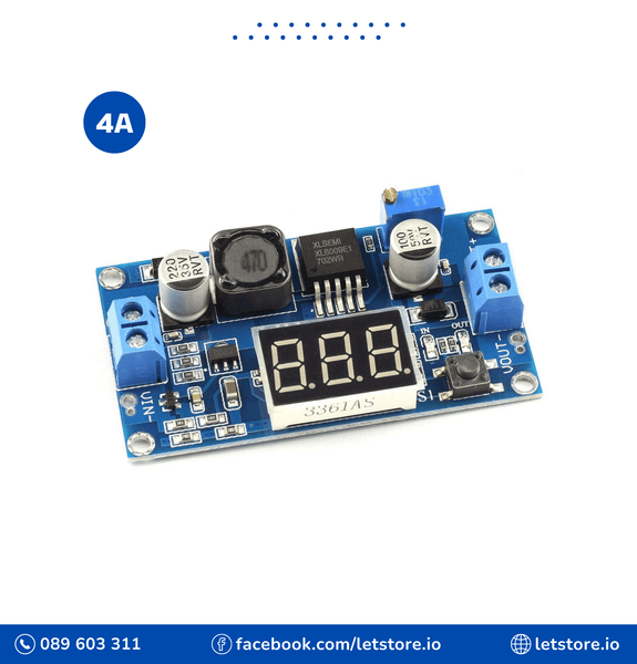 DC-DC Boost XL6009 4A 3V-32V to 5V-40V 3 Bits Digital Display Voltmeter