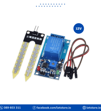 Soil Moisture Sensor with 5V 12V Relay Module and Threshold Potentiometer