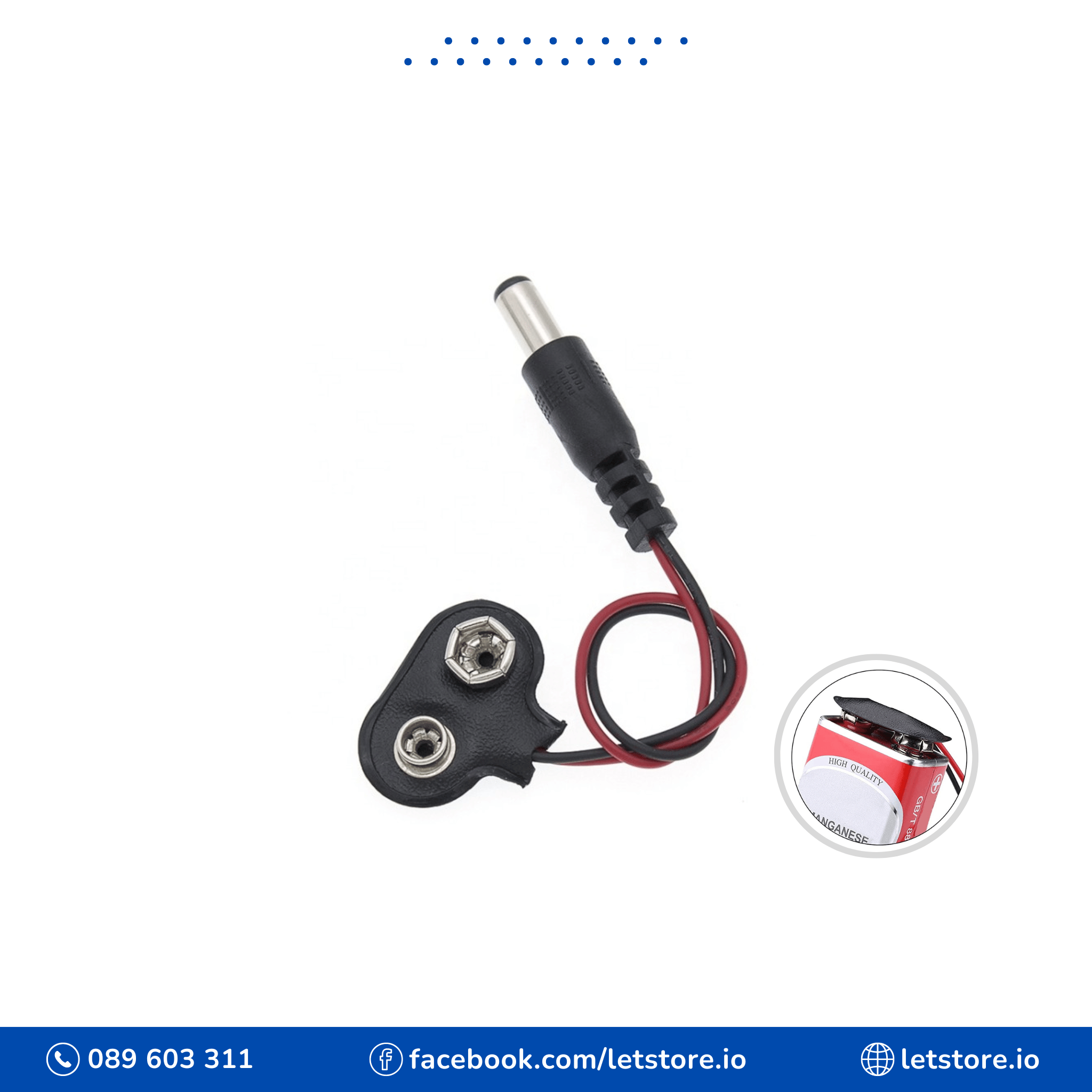 Battery Clip Connector with DC 15cm T-type