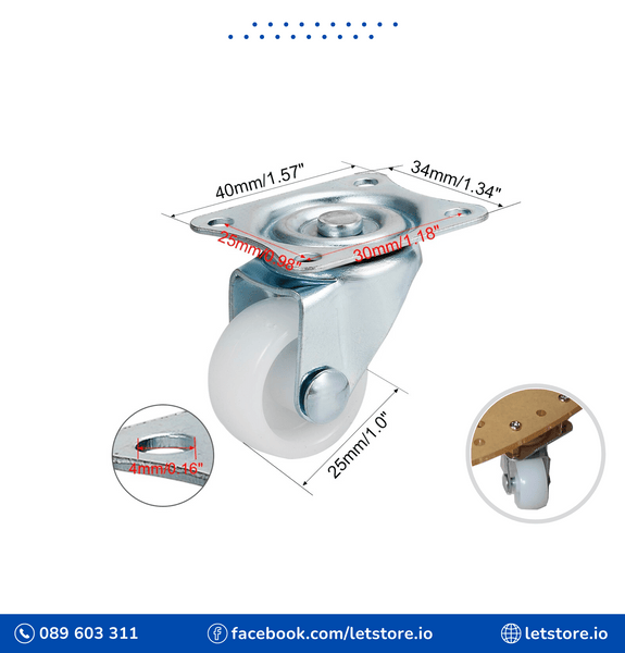 Wheel Caster DIY PP 4mm